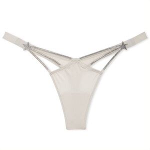 Victoria's Secret Small Delfin Grey Very Sexy Starstruck Shine Brazilian Panty